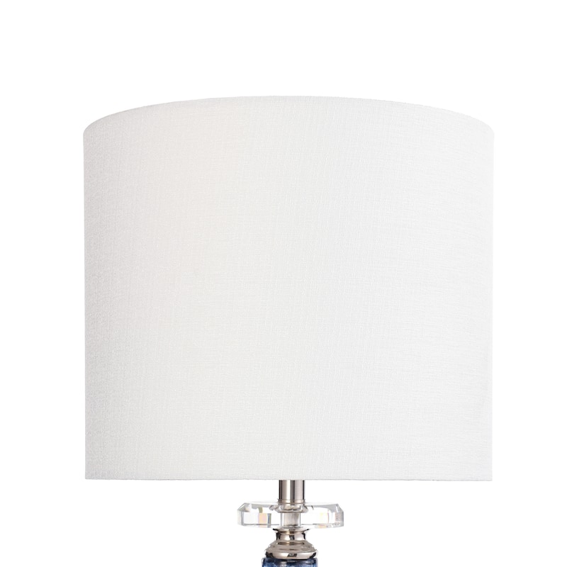 Gemma Silsden Table Lamp - Marbled Blue Art Finish - White Fabric Shade