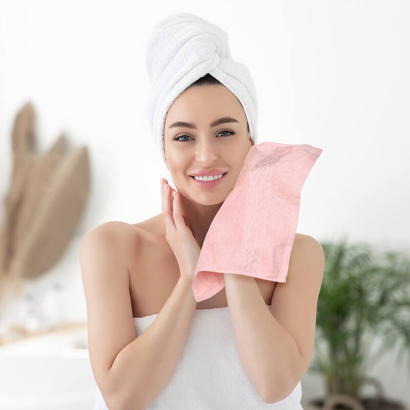 Cotton Bath Washcloths 6 Pack, Solid Breathable Face Towels, Multi-Purpose Wash Cloths for Bathroom 13" x 13"