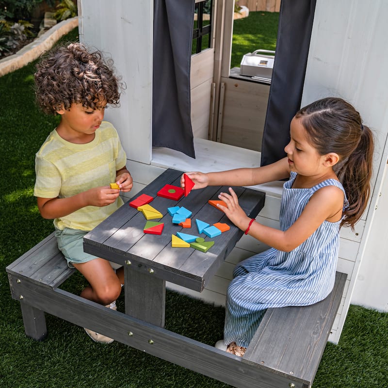 KidKraft Modern Outdoor Wooden Playhouse - White & Raven