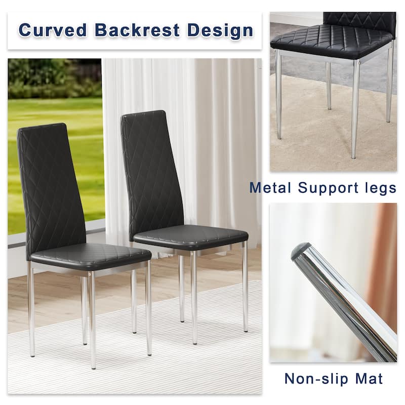 Modern Faux Leather Dining Chair, Multifunctional Mid-Back Chair with High-Density Sponge Cushion, for Dining Rooms, 8-Piece Set