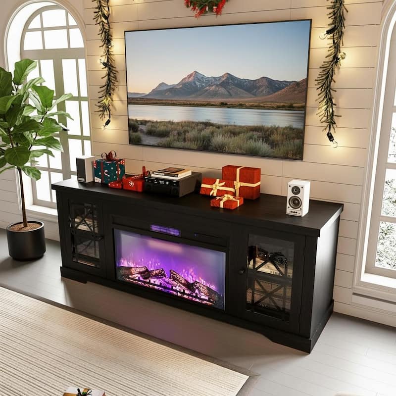 70" Fireplace TV Stand with 36" Remote, Up to 80"