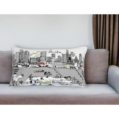 25" White Austin Daylight Skyline Lumbar Decorative Pillow