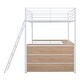 preview thumbnail 9 of 7, White Metal Loft Bed with L-shaped Desk and 3 Layers of Shelves, Reversible Ladder