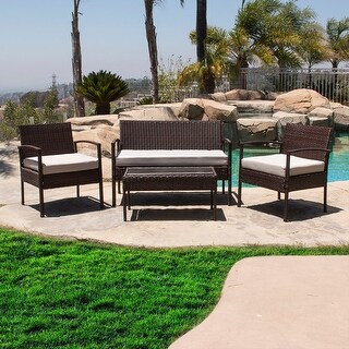 Belleze 4 Piece Patio Outdoor Rattan Set Pc Furniture Belleze 4 Piece Patio Outdoor Rattan Set Pc Furniture Two Chairs One