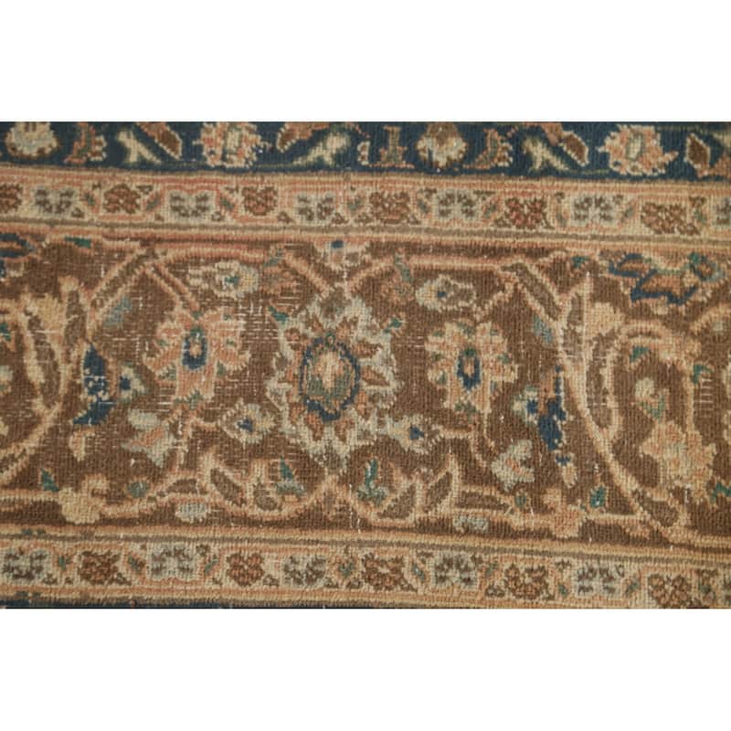 Traditional Peach Mashad Persian Vintage Rug Hand-Knotted Wool Carpet - 7'11"x 10'7"