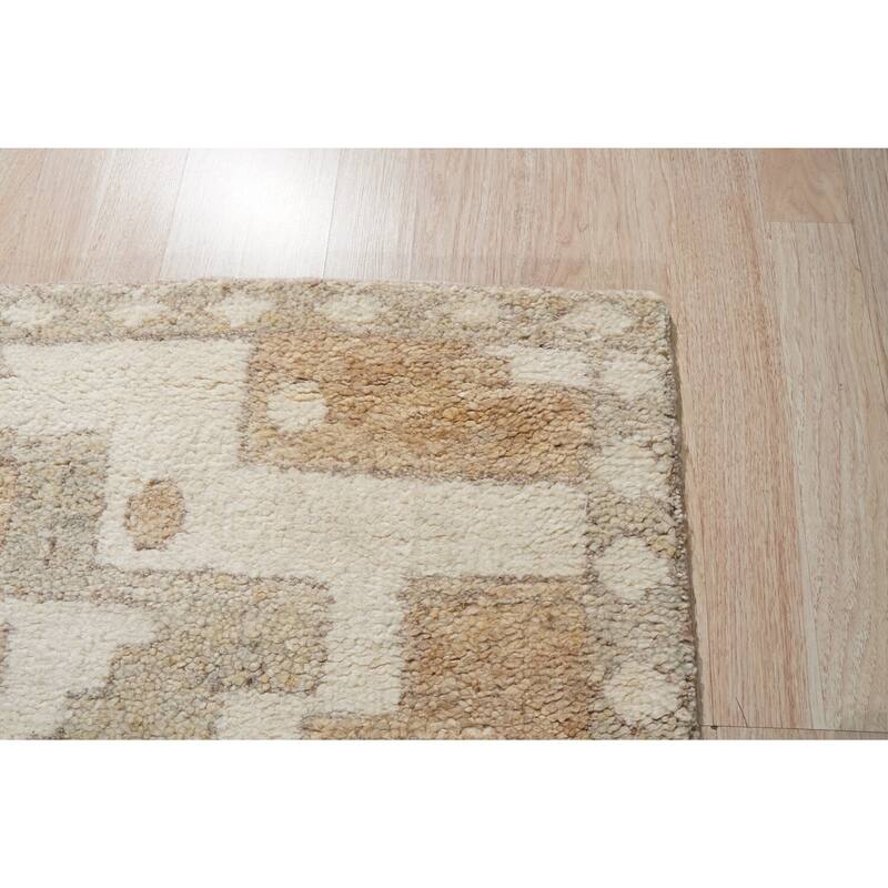 Hand-Knotted Wool Handloom Rug, 9' x 12', White/Gray Area Rug, Elegant Handcrafted Soft Texture for Home - L