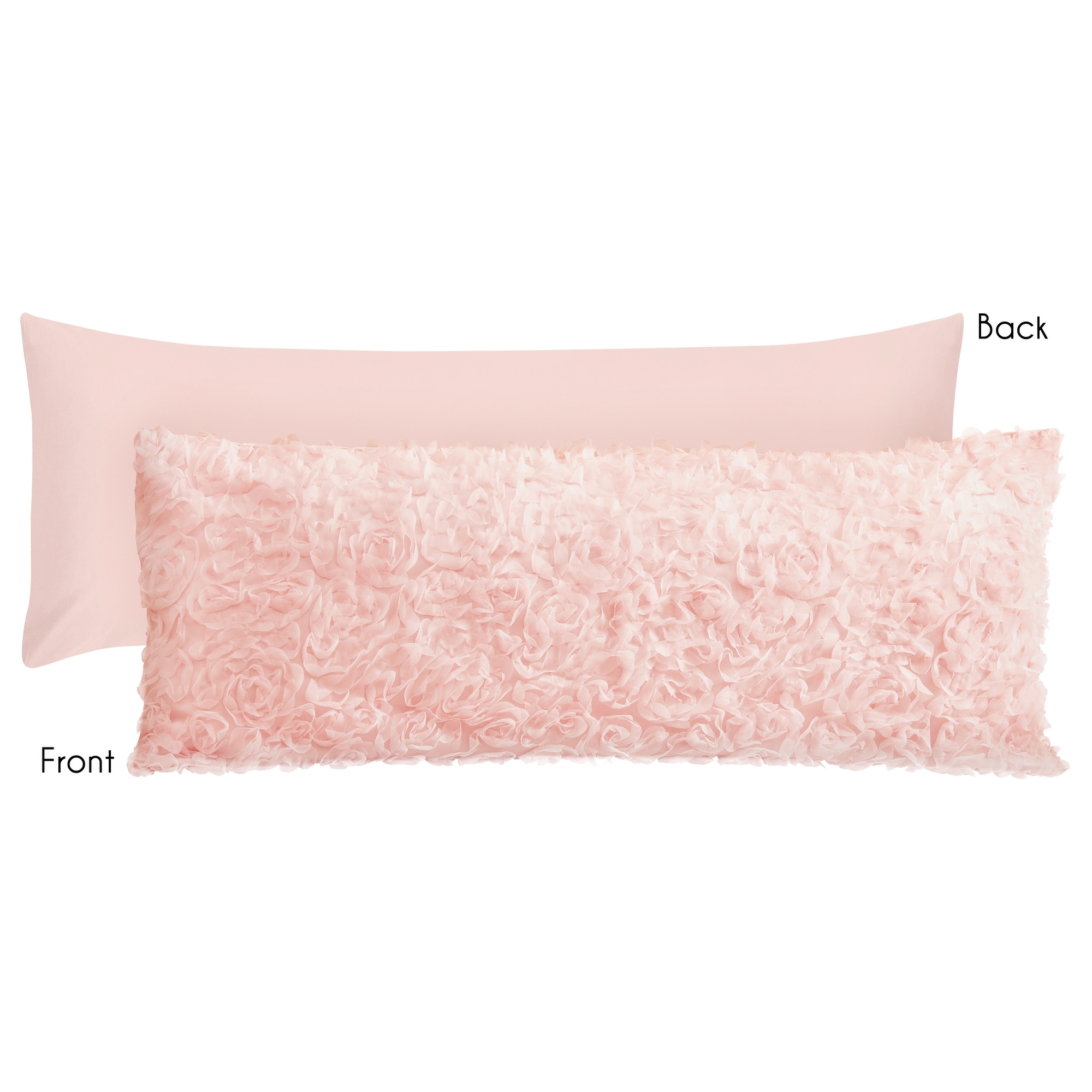 Sweet Jojo Designs Pink Floral Rose Decorative Accent Throw Pillows - Set of 2 - Solid Light Blush Flower Luxurious Elegant