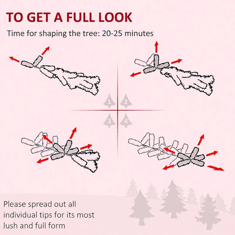 Tall Pencil Fir Artificial Christmas Tree - Realistic Branches, Steel Base - Pink,White