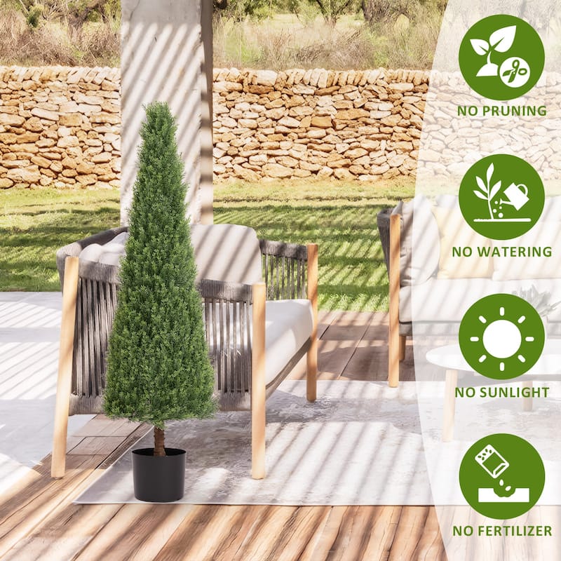 GDFStudio - Valemont 4FT Conical Topiary Cedar Trees Artificial Evergreen Shrubs with UV Resistant Finish