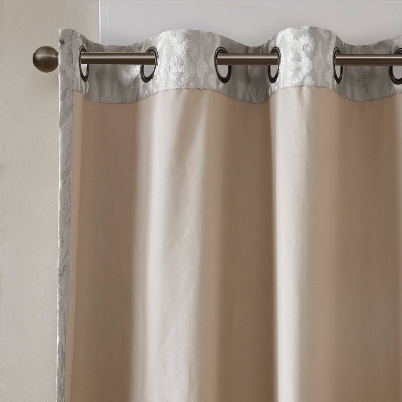 Knitted Jacquard Damask Grommet Top Curtain Panel
