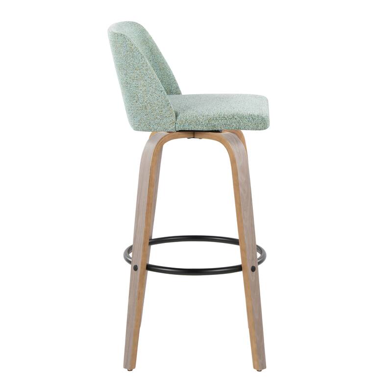 The Gray Barn Vallberga 30" Fixed-Height Bar Stool with Light Grey Wood Base (Set of 2)