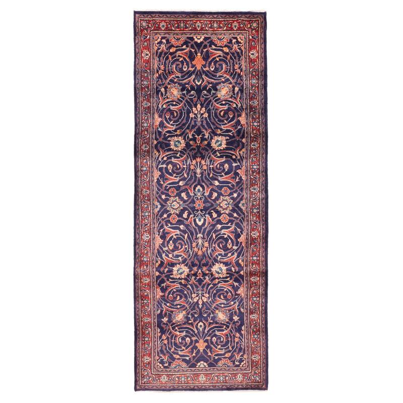 ECARPETGALLERY Hand-knotted Anadol Dark Navy Wool Rug - 3'5 x 10'2