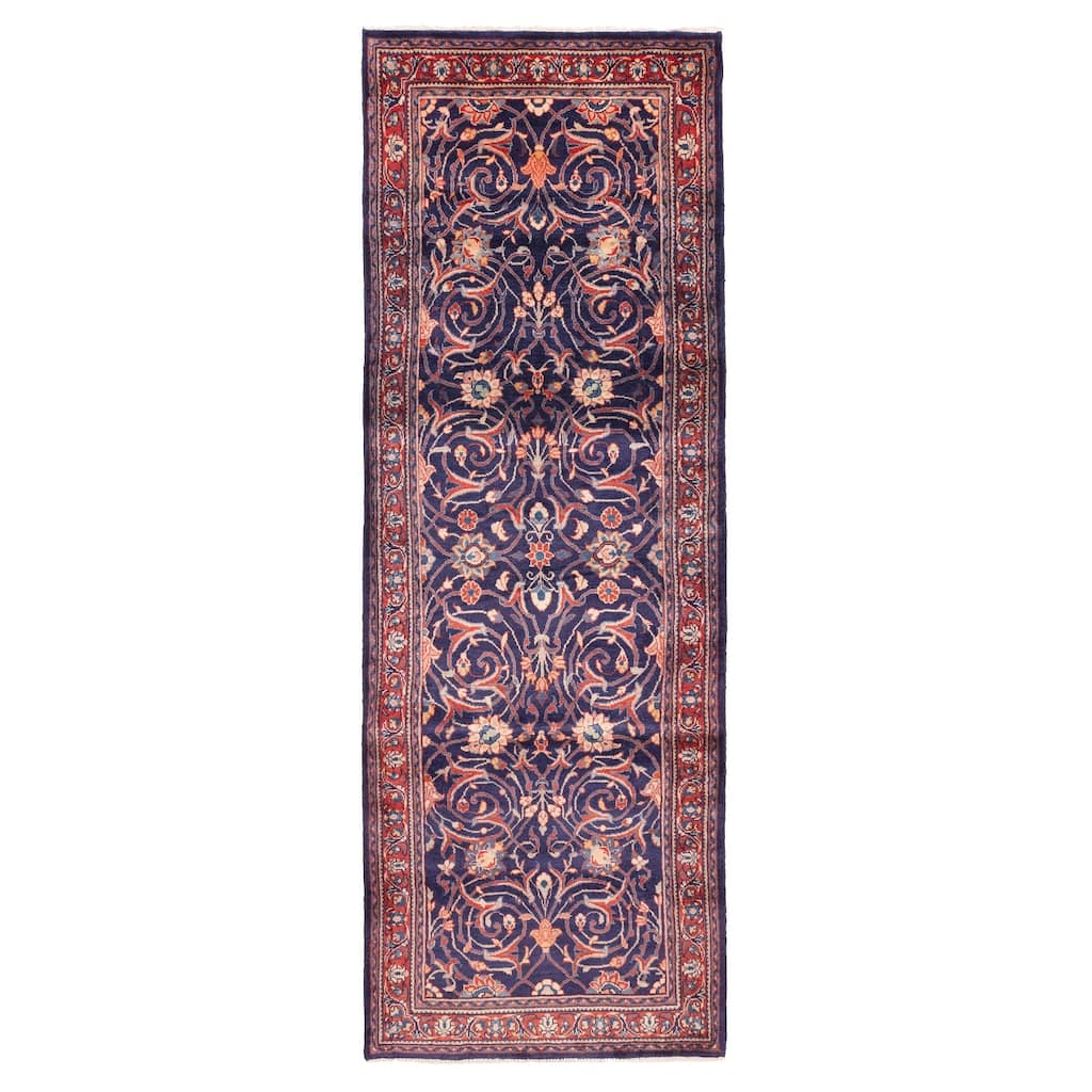 ECARPETGALLERY Hand-knotted Anadol Dark Navy Wool Rug - 3'5 x 10'2