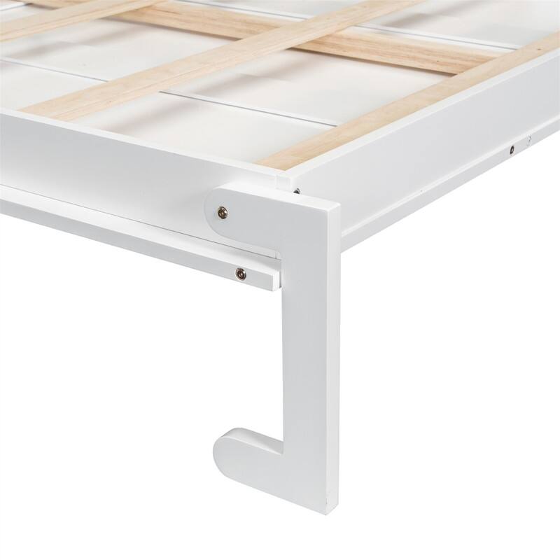 Queen Size Murphy Platform Bed with Side Cabinets, 2 Drawers and LED Light, Wooden Foldable Murphy Wall Bed with Storage Shelves