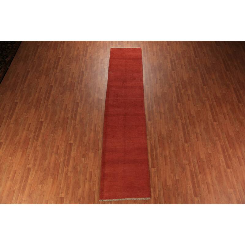 Gabbeh Oriental Runner Rug Hand-Knotted Wool Carpet - 2'9" x 12'10"