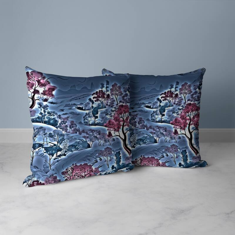 Leaf Magic Stories Faux Suede Reversible Throw Pillow Blue and Purple