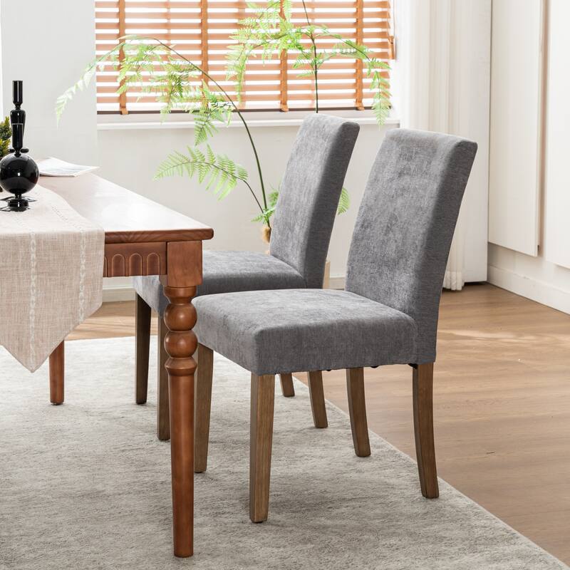 Upholstered Modern Dining Chairs, Linen Fabric Side Chairs Set of 2