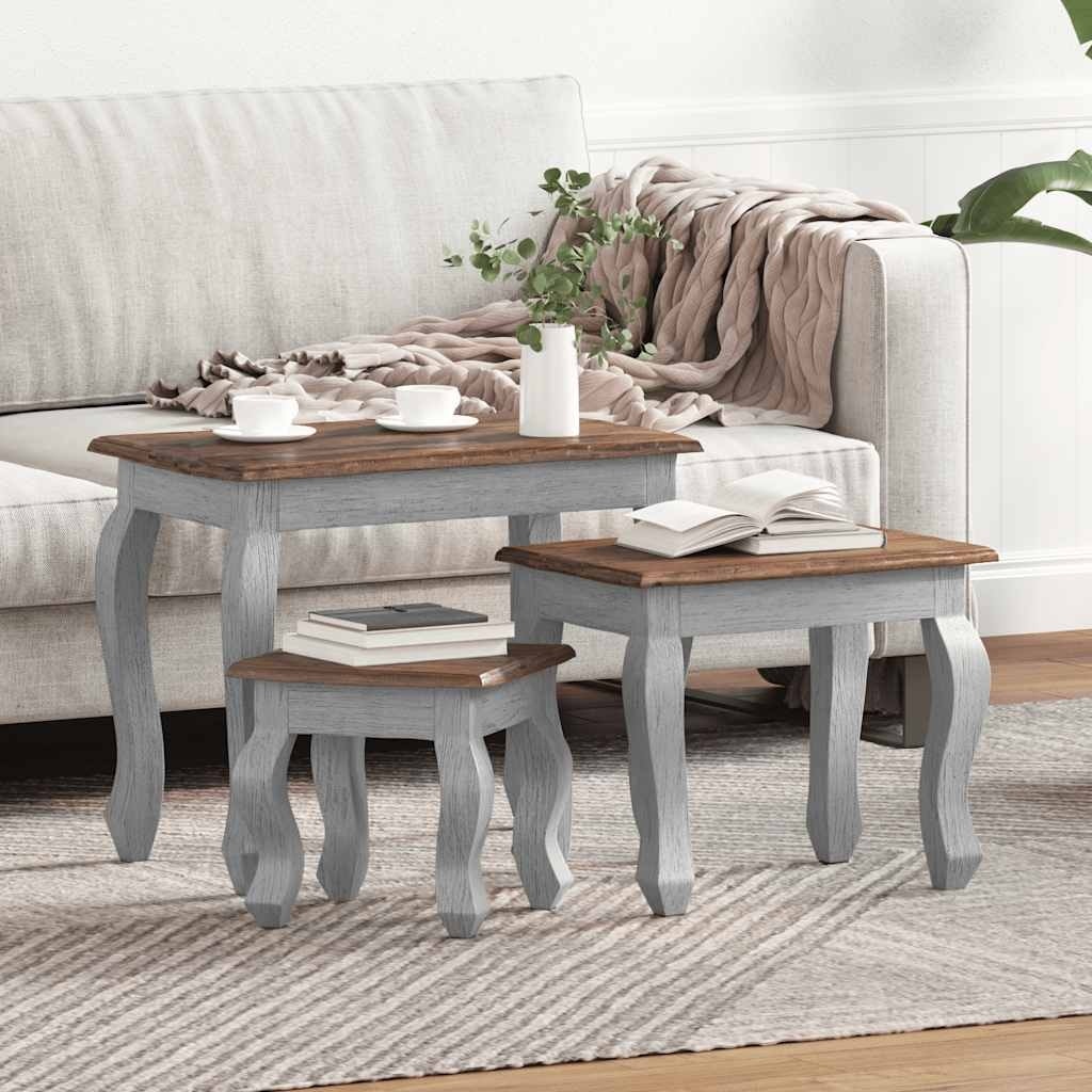 vidaXL Nesting Table Set 3 Pieces Solid Reclaimed Wood