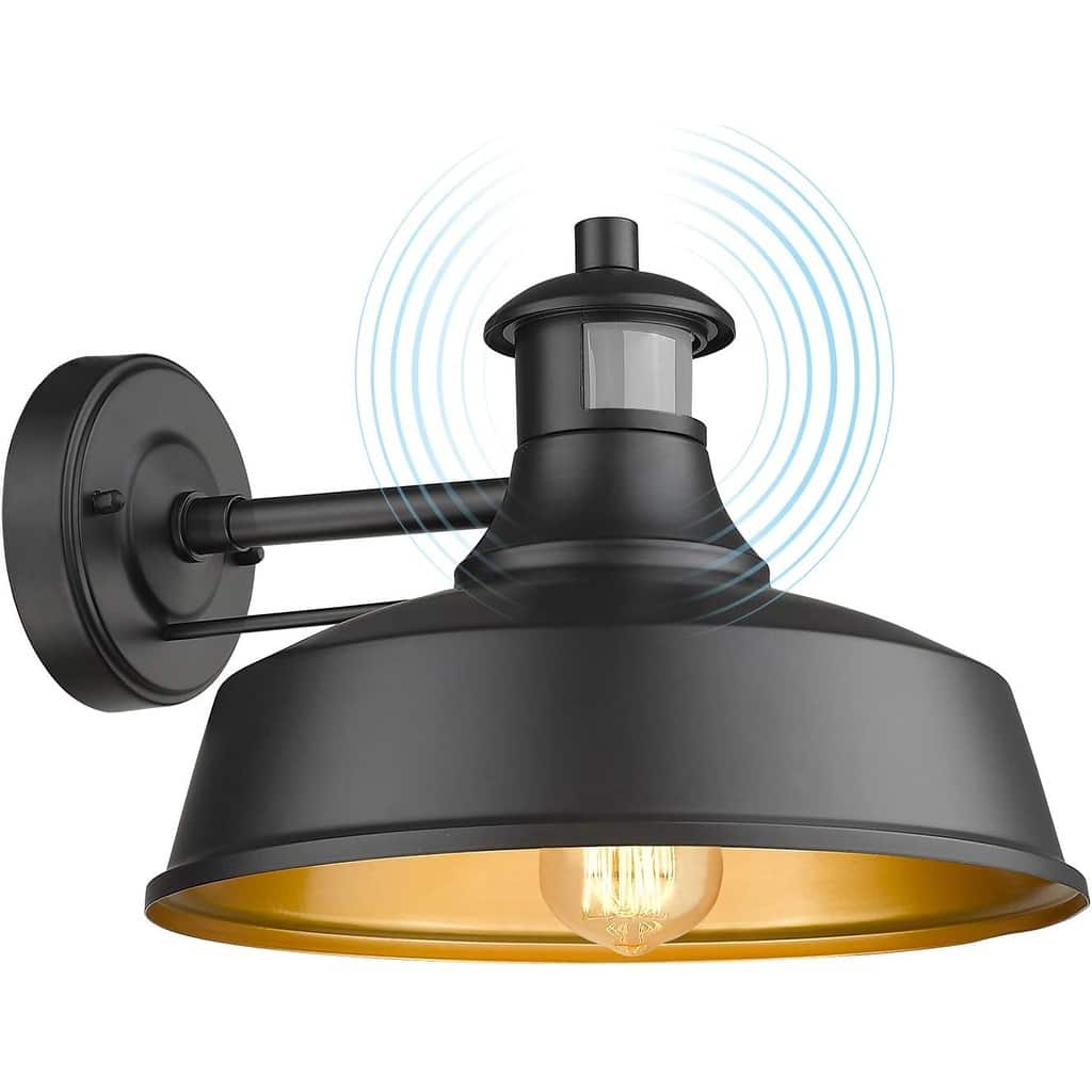 Motion Sensor Farmhouse Barn Light Outdoor, Dusk to Dawn Sensor Wall Sconces, Exterior Light Fixture