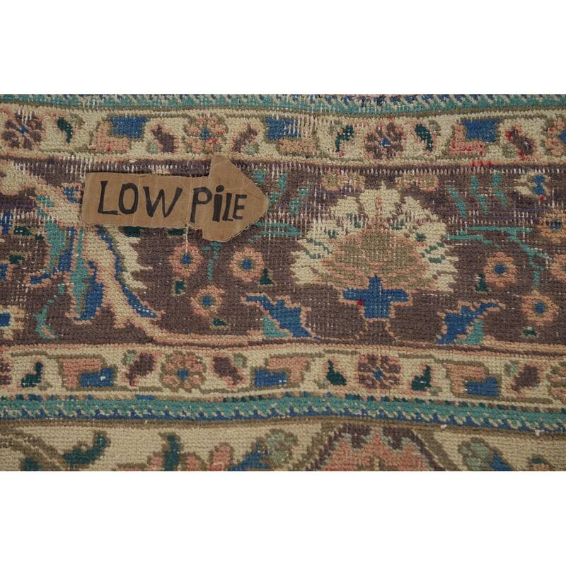 Medallion Tabriz Persian Vintage Rug Hand-Knotted Pink Wool Carpet - 6'10" x 9'8"