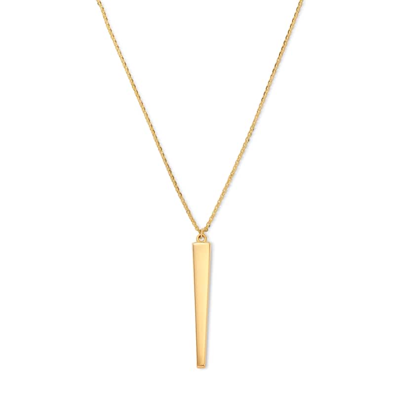 Clover 14K Yellow Gold Vertical Bar Pendant Necklace - Adjustable 16-18"