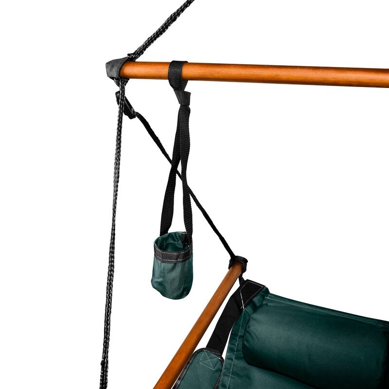 Deluxe Hanging Wood Zero-gravity Hammock Chair with Cup Holder