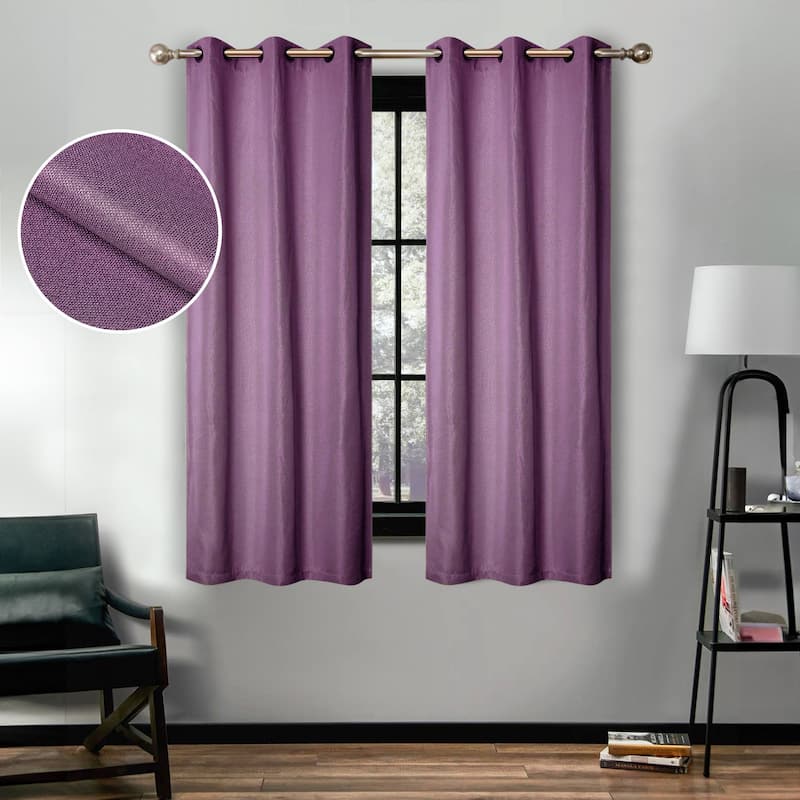 Superior Linen Washable Room Darkening Curtains, Set of 2 Panels - 42" x 63" - Wisteria