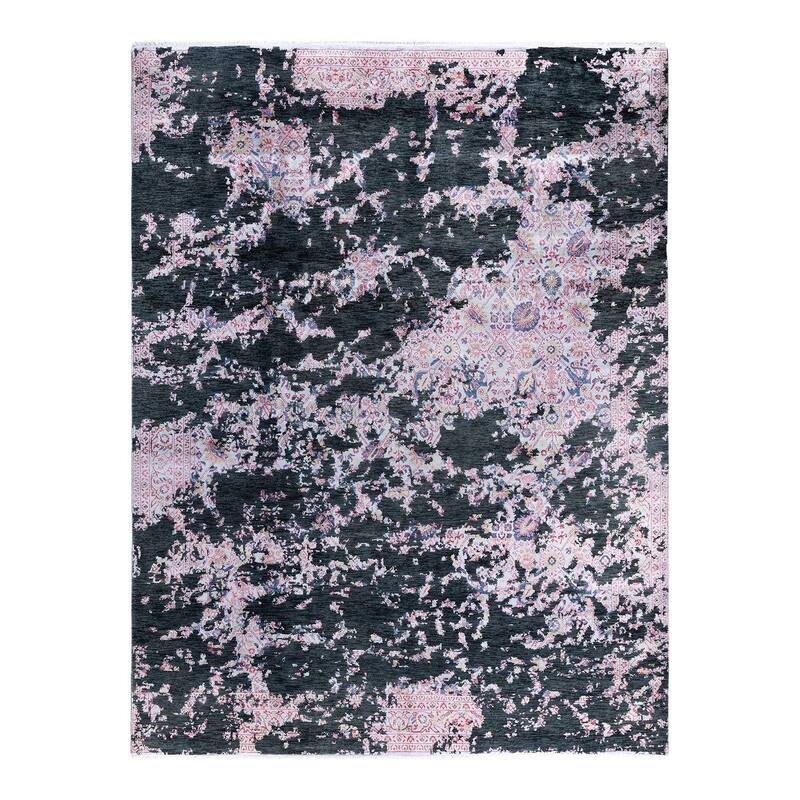 Ikat One-of-a-Kind Handmade Area Rug, Black - 9' 1" x 12' 1"