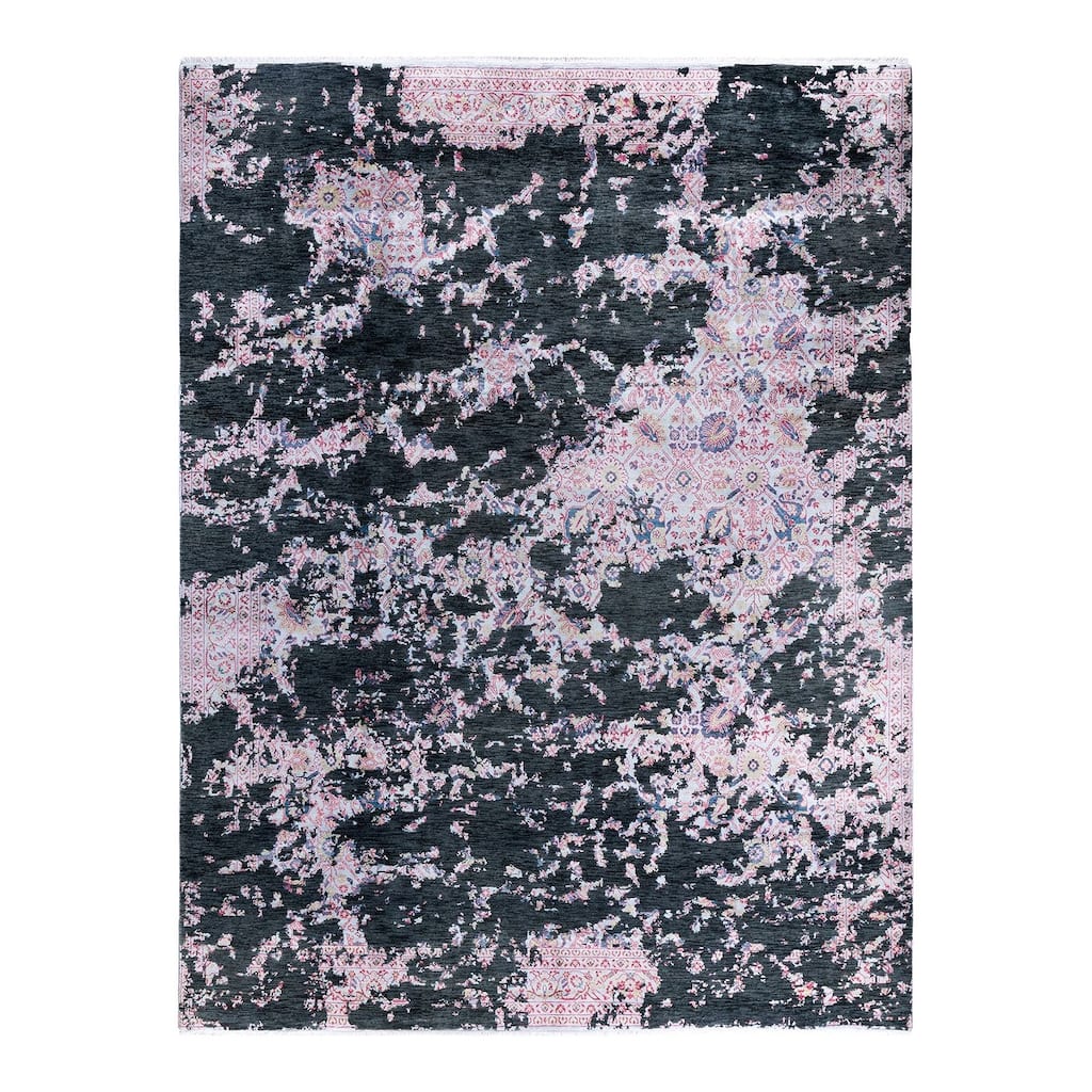 Ikat One-of-a-Kind Handmade Area Rug, Black - 9' 1" x 12' 1"