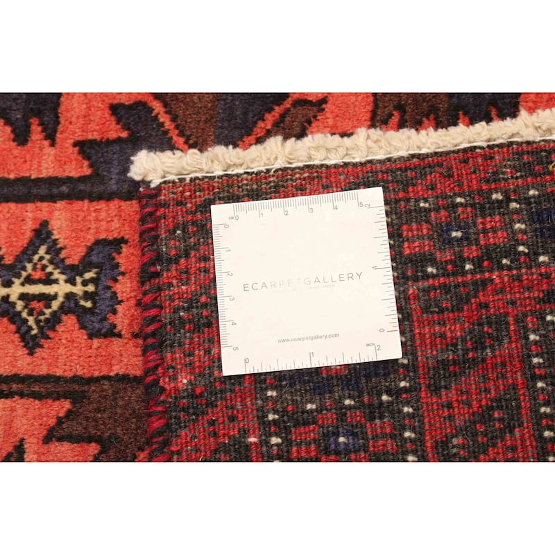 ECARPETGALLERY Hand-knotted Baluch Red Wool Rug - 2'11 x 6'1
