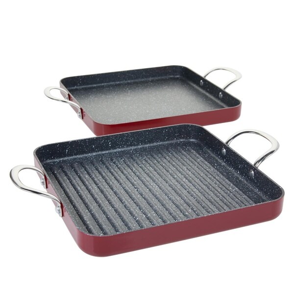 Curtis Stone Dura Pan Nonstick Square Grill Pan and Griddle Pan