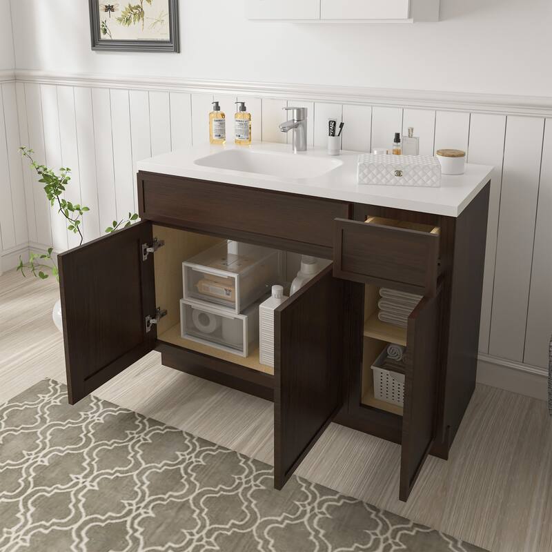Vanity Art 42" Birch Freestanding Bathroom Vanity Cabinet without Top