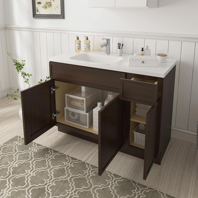 Vanity Art 48" Birch Freestanding Bathroom Vanity Cabinet without Top