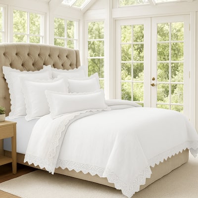 Elsie Lace White 6 Piece Coverlet Set
