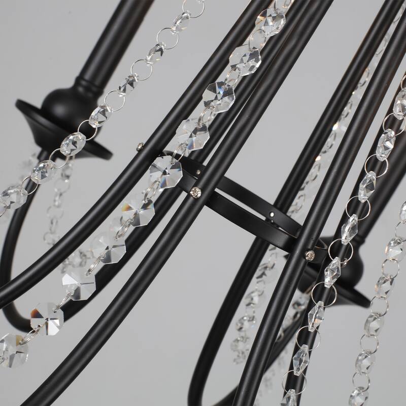 6-Light Candlestick Hanging Crystal Linear Chandelier Lighting for Kitchen Island