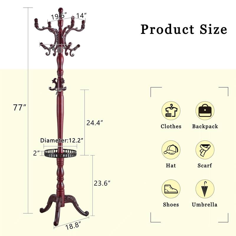 Solid Wood Hanger, Modern And Simple Coat And Hat Rack, Resin Stainless Steel Multifunctional Storage Rack With Key Tray