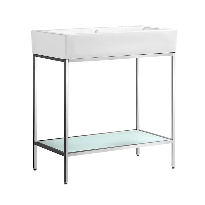 Pierre Metal Freestanding Single Sink Bathroom Vanity