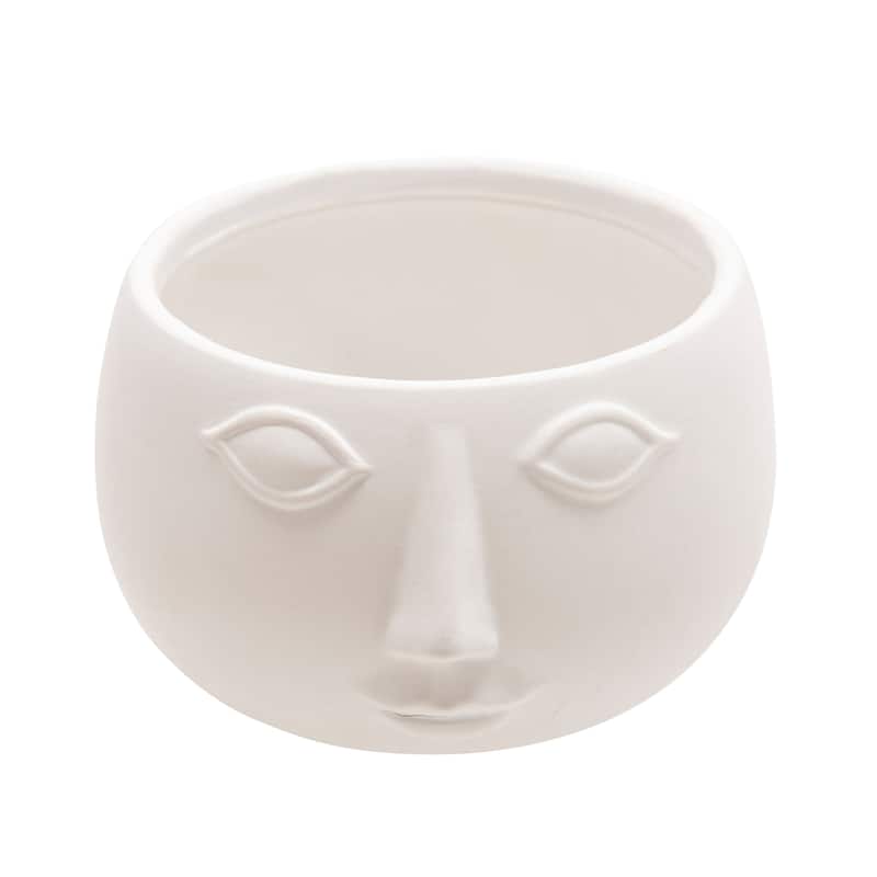 Sagebrook Home Ceramic Contemporary Face Planter - 7" x 7" x 4"