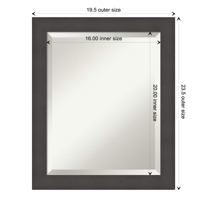 Blaine Narrow Beveled Framed Bathroom Vanity Wall Mirror - Blaine Light Pewter Narrow - Glass Size 16x20