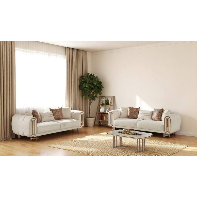 Floran 2 Pieces Living Room Sets 1 Sofa 1 Love seat - Beige