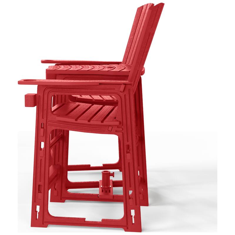 Polytrends Coastline Outdoor Poly Bar Chair Set with Connecting Tray & Cup Holder