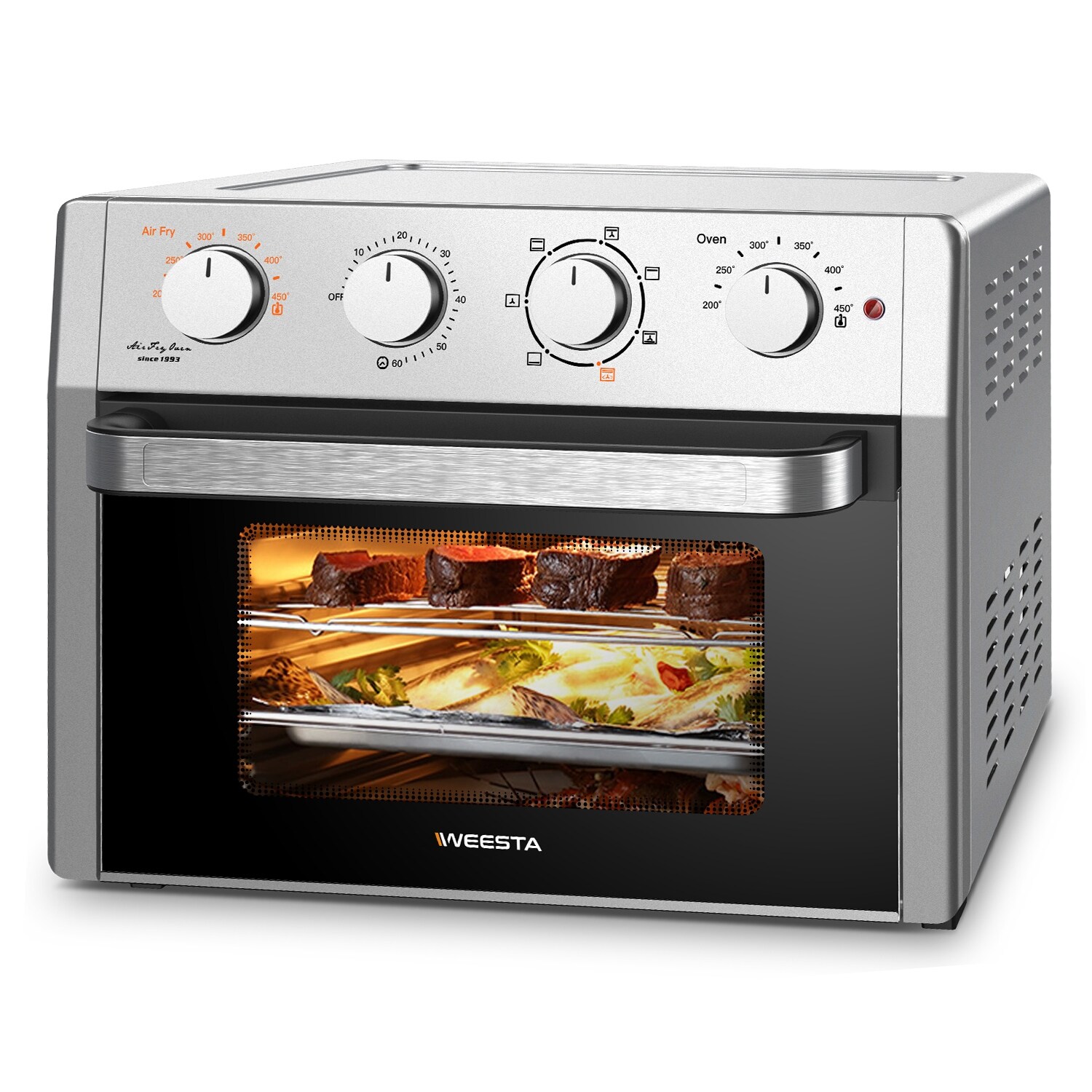 iCucina Toaster Oven Air Fryer Combo, Countertop Oven with 4 Slice Toaster,  7-in-1 Appliance with Stainless Steel Accessories 