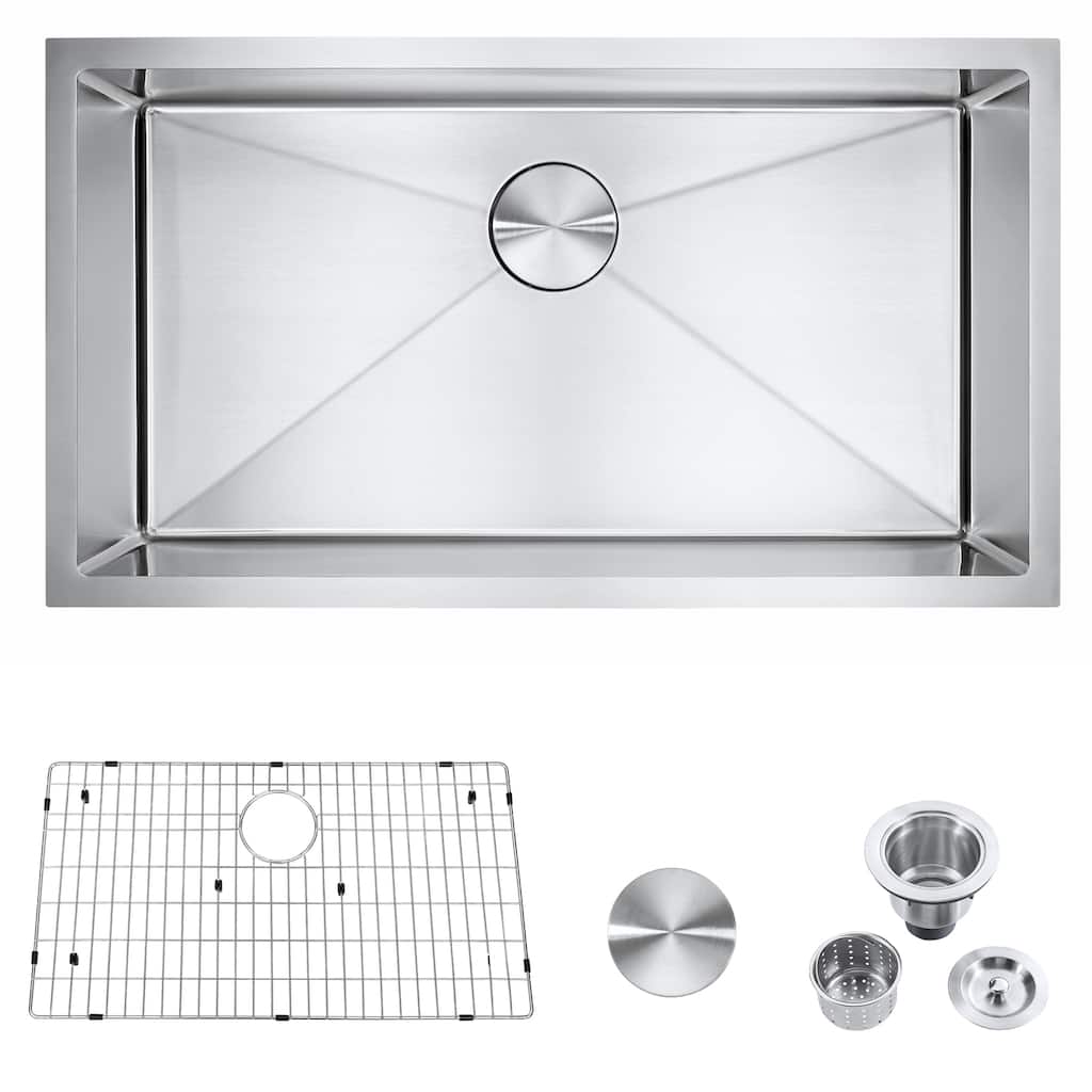 32"x 18" Undermount Single Bowl Kitchen Sink 18 Gauge Stainless Steel - 32*18*9