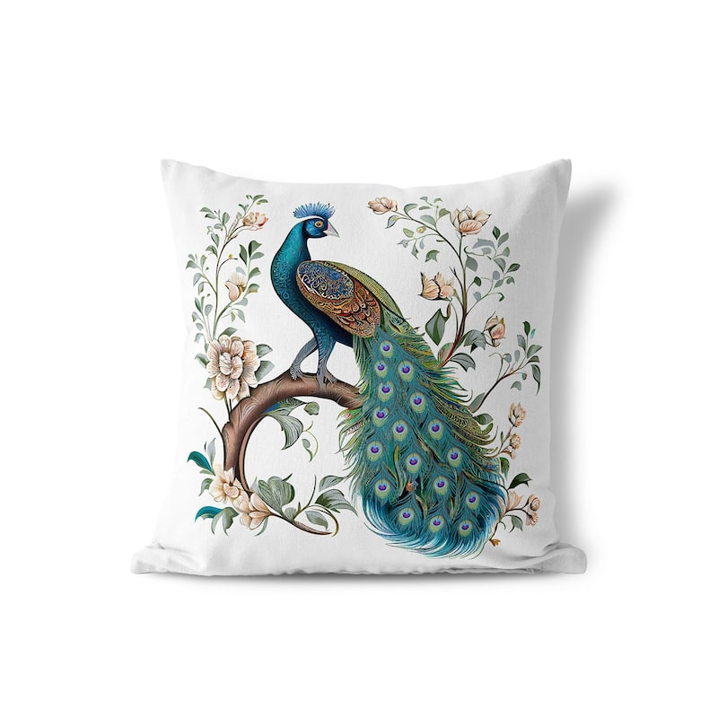 Amrita Sen Peacock Panache Indoor Outdoor Pillow with Removable Cover - 18" x 18"