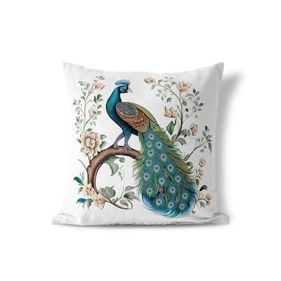 Amrita Sen Peacock Panache Indoor Outdoor Pillow with Removable Cover