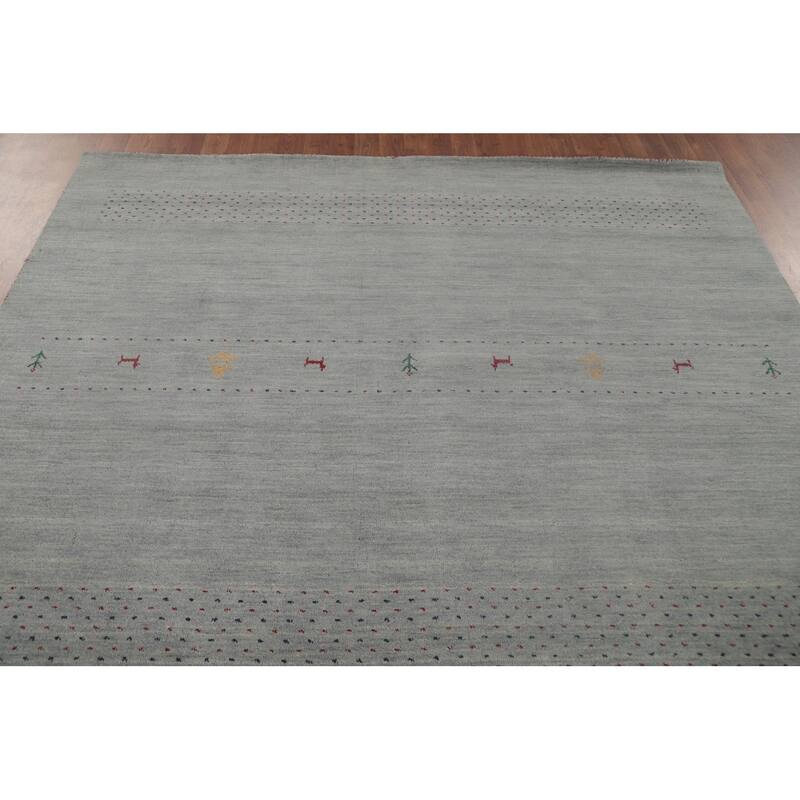 Gabbeh Indian Area Rug Handmade Tribal Blue Wool Carpet - 6'10"x 9'9"