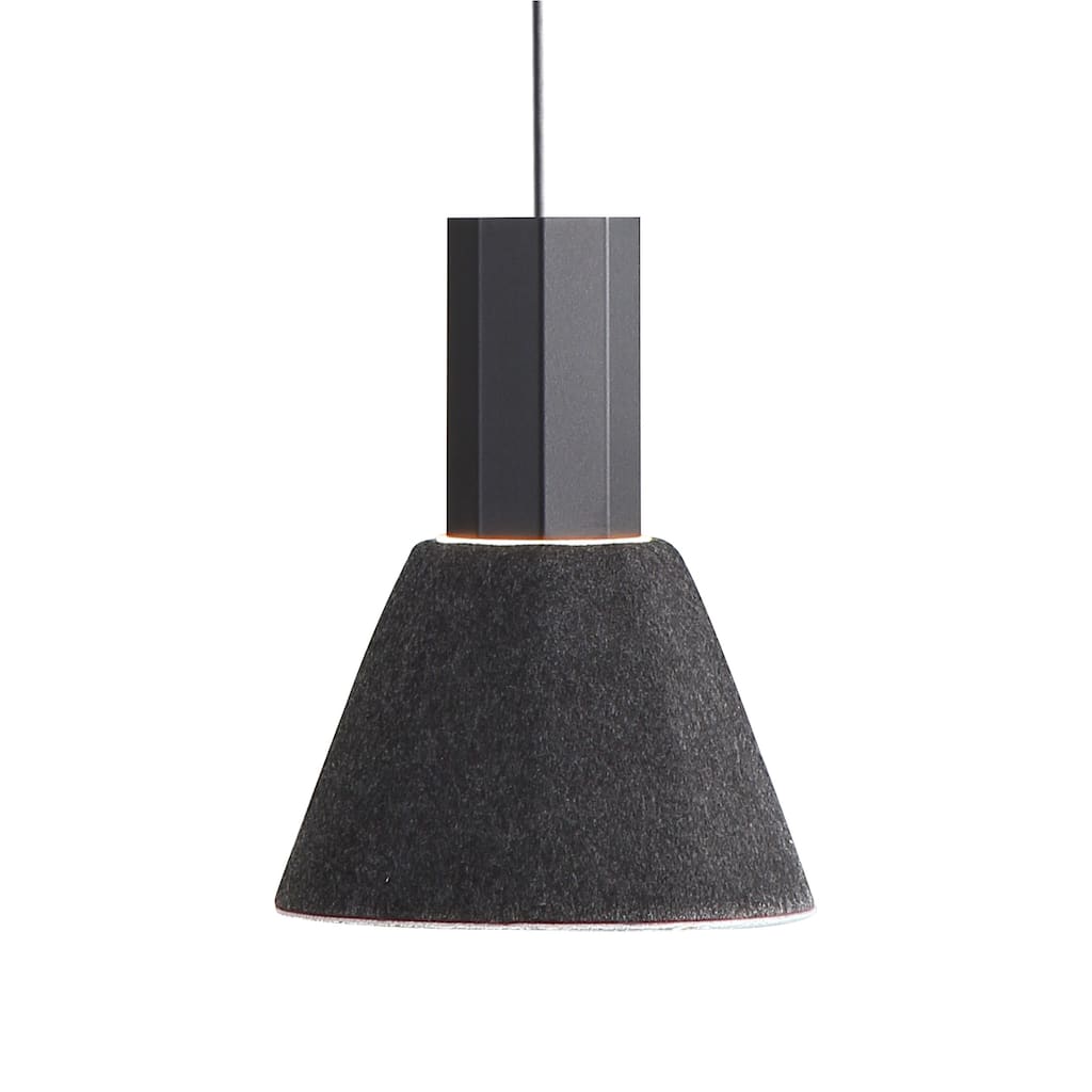 Golden Lighting Faroe 8in Integrated LED Pendant in Flecked Black/Grey Felt - Black