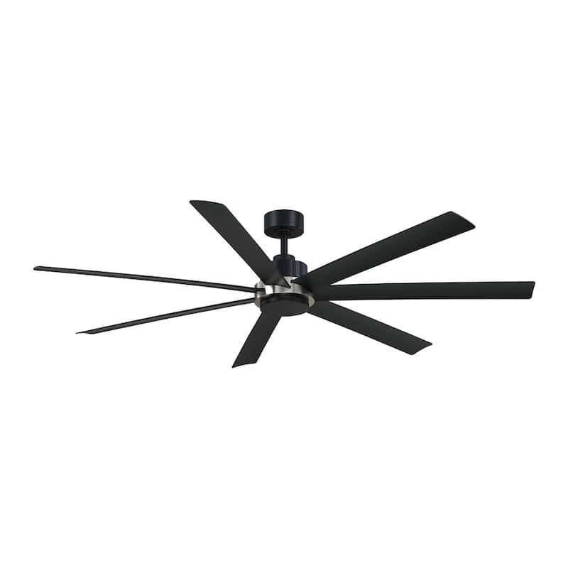 Fanimation Pendry 72 inch Indoor/Outdoor Smart Ceiling Fan with Remote - Black with Brushed Nickel Accents
