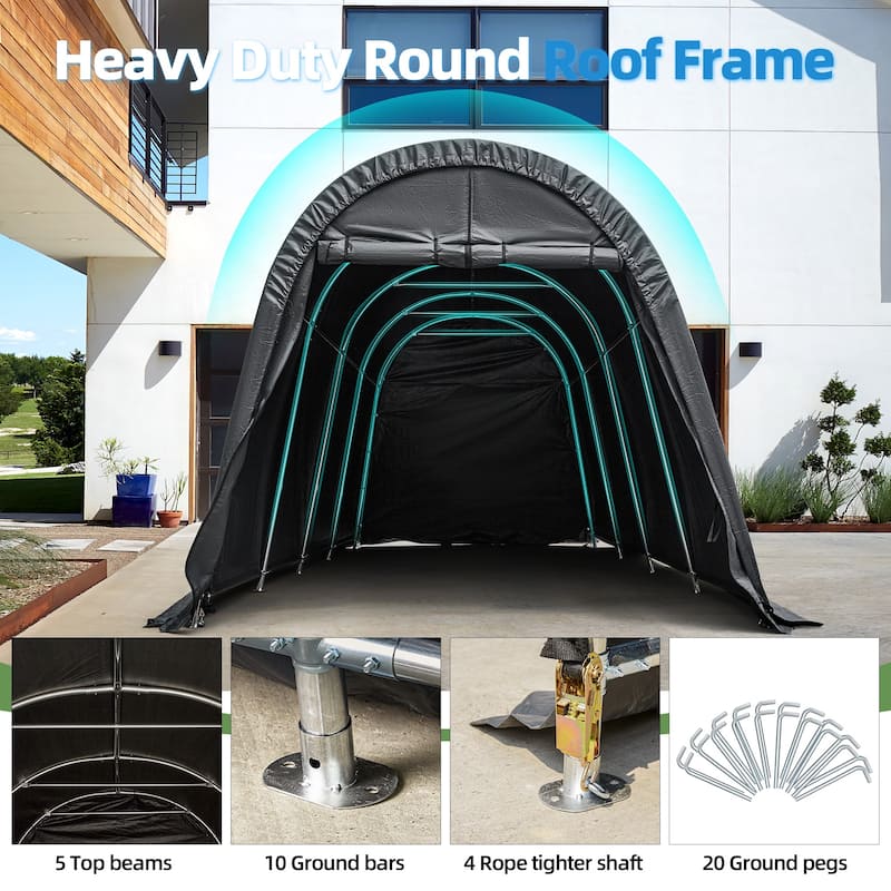 EROMMY Heavy Duty Storage Tent, Outdoor Tool Shed, Carport, Portable Garage for Patio, Garden
