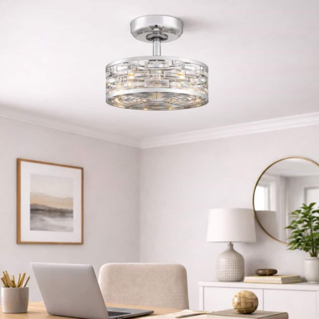 Fanimation Klout 22 inch Indoor Ceiling Fan LED Light Kit and Remote - Chrome with Clear Blades